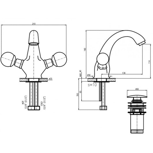 Miscelatore per lavabo design BRILLANCE con maniglia in cristallo