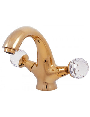 Miscelatore per lavabo design BRILLANCE con maniglia in cristallo