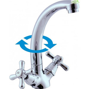 MORAVA Miscelatore Lavabo Alto con Braccio Girevole in Cromo H 17,6 cm