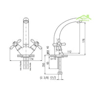 MORAVA Miscelatore Lavabo Alto con Braccio Girevole in Cromo H 17,6 cm