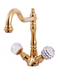 Miscelatore lavabo retrò BRILLANCE con manico in cristallo