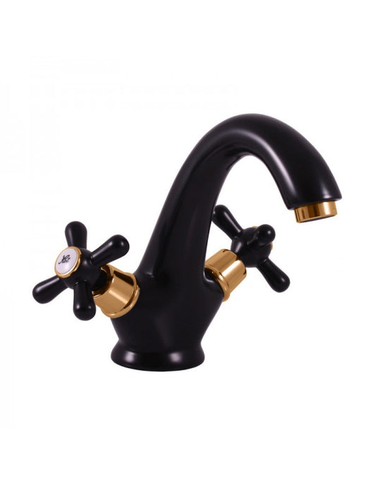 Miscelatore lavabo MORAVA in ottone nero opaco con oro senza pop up