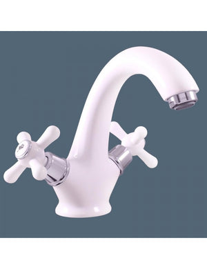 MORAVA miscelatore lavabo cromato bianco senza pop up