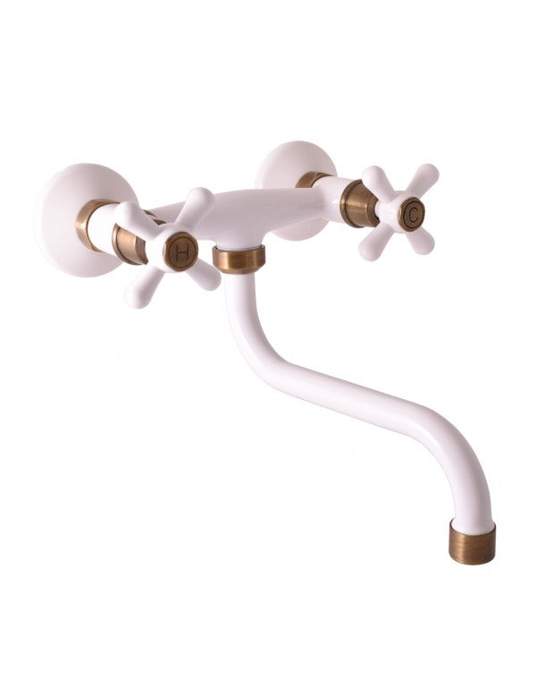 Miscelatore lavello girevole MORAVA in ottone bianco