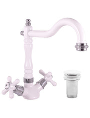 Miscelatore lavabo MORAVA RETRO in ottone cromato bianco lucido con pop up