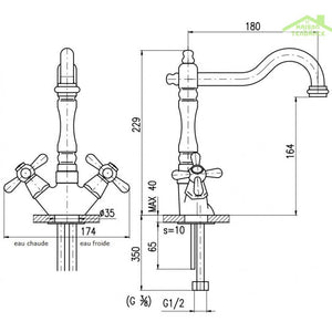 MORAVA RETRO miscelatore lavabo girevole in cromo senza sifone