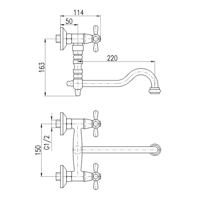 MORAVA RETRO Miscelatore per lavello girevole in ottone