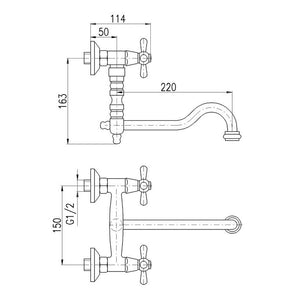 MORAVA RETRO Miscelatore per lavello girevole in ottone