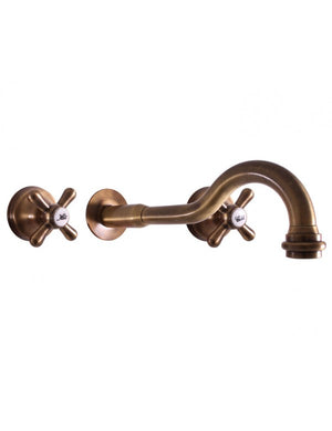 MORAVA Miscelatore lavabo a parete a 3 fori retrò in ottone bronzo