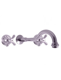 MORAVA Miscelatore lavabo retrò a parete a 3 fori in ottone cromato