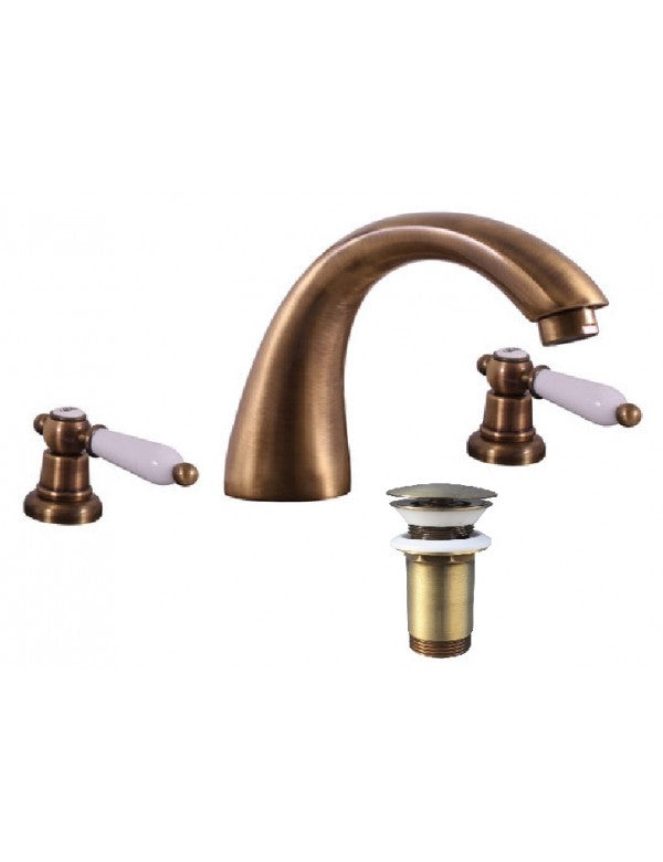 MORAVA Miscelatore Lavabo Retro 3 Fori in Bronzo