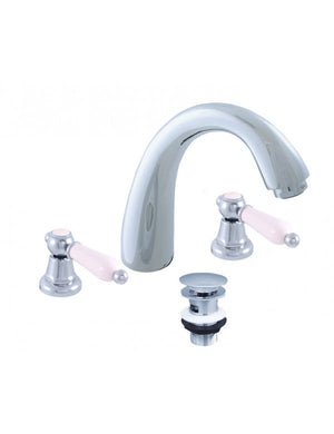 MORAVA miscelatore lavabo retrò a 3 fori in ottone cromato con