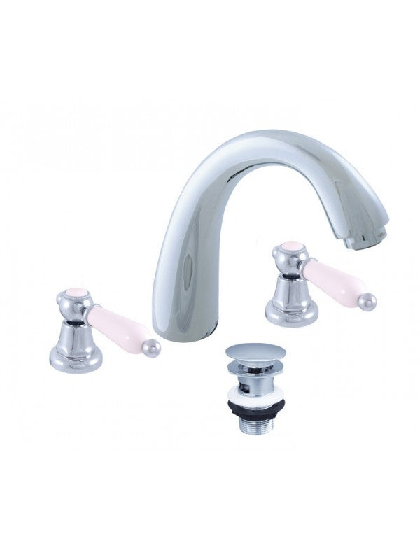 MORAVA miscelatore lavabo retrò a 3 fori in ottone cromato con