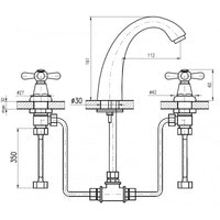 MORAVA Miscelatore Lavabo Retro 3 Fori in Bronzo