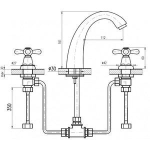 MORAVA Miscelatore Lavabo Retro 3 Fori in Bronzo