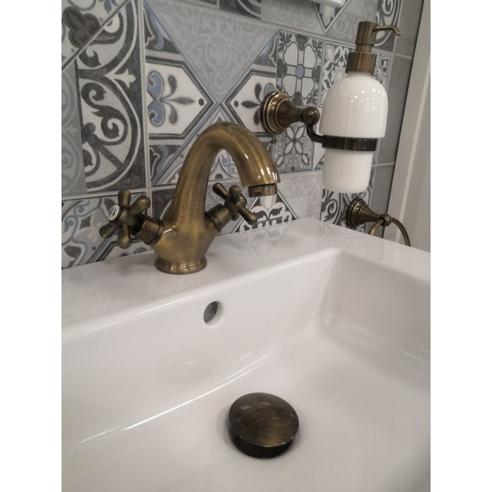 MORAVA miscelatore lavabo retrò in ottone con pop up