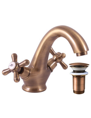 MORAVA miscelatore lavabo retrò in ottone con pop up