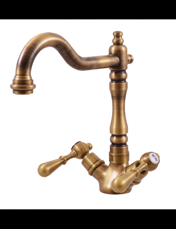 ROMANTIC miscelatore lavabo retrò con pop-up in ottone