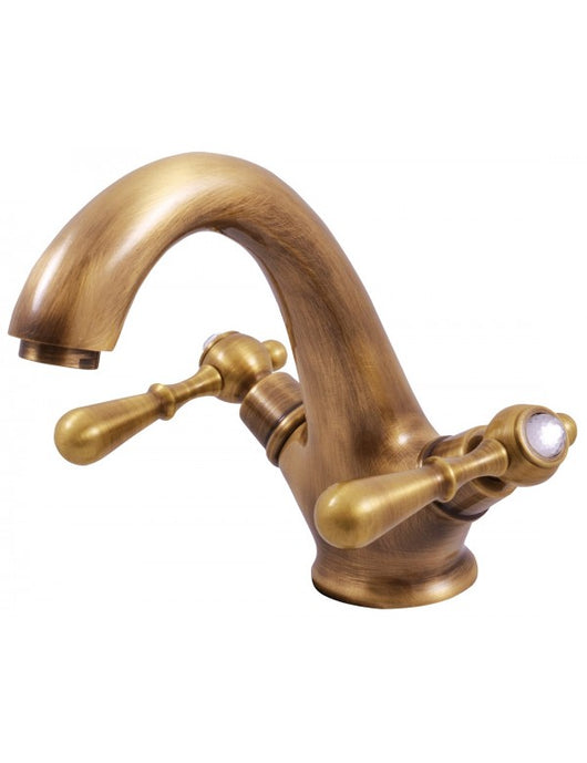 Miscelatore lavabo ROMANTIC con maniglia in cristallo e sifone