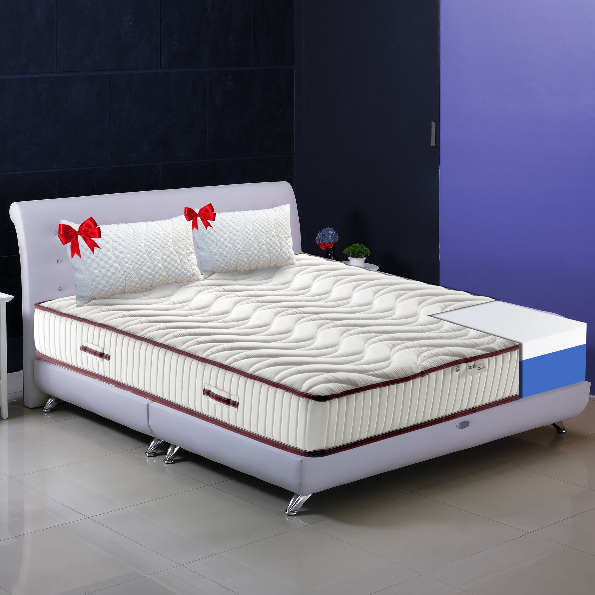 Materasso Memory 110x190, materasso Semirigido dal doppio comfort ALTO 20 CM, Materasso dispositivo medico con cuscino promo, MEMORY NATURE