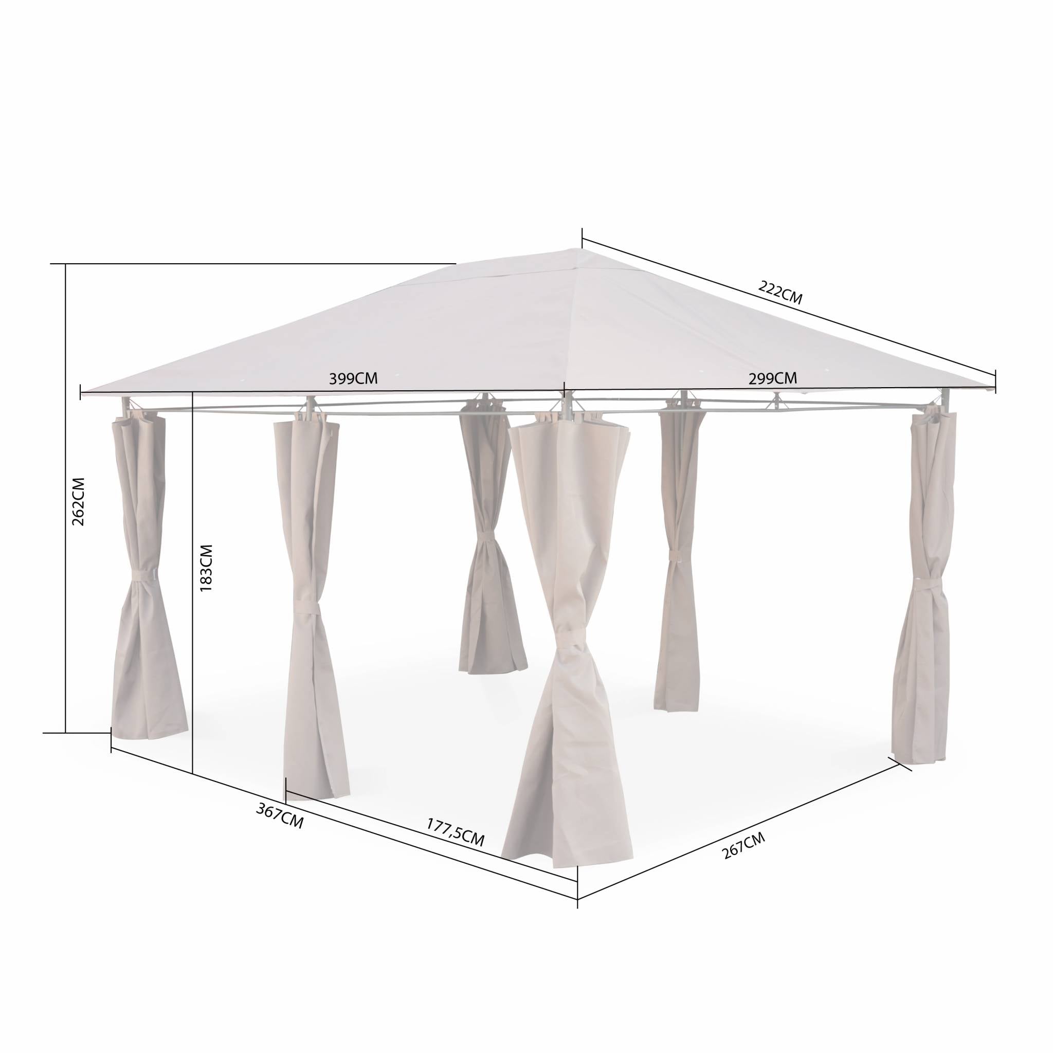 3x4m pergola da giardino  struttura in alluminio con tende scorrevoli,