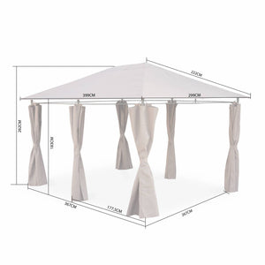 3x4m pergola da giardino  struttura in alluminio con tende scorrevoli,