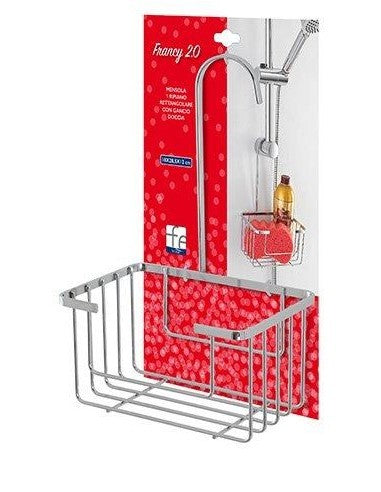 Mensola 1 ripiano rettangolare con gancio doccia 18x12x28 cm, pratica e elegante per il tuo bagno. - NO BRAND