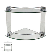 Mensola Ad Angolo Doppia Per Bagno Angoliera A 2 Ripiani In Vetro Arredo 52910         