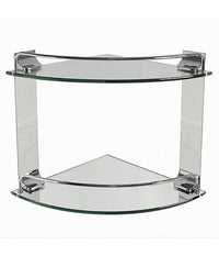 Mensola Ad Angolo Doppia Per Bagno Angoliera A 2 Ripiani In Vetro Arredo 52910         