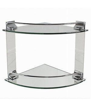 Mensola Ad Angolo Doppia Per Bagno Angoliera A 2 Ripiani In Vetro Arredo 52910         