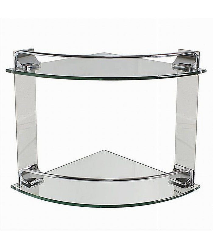 Mensola Ad Angolo Doppia Per Bagno Angoliera A 2 Ripiani In Vetro Arredo 52910         