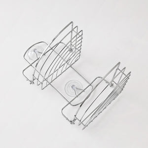 Mensola Angolare 2 Ripiani Pieghevoli con Ventose Cromo