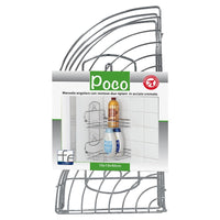 Mensola Angolare 2 Ripiani Pieghevoli con Ventose Cromo