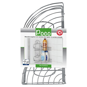 Mensola Angolare 2 Ripiani Pieghevoli con Ventose Cromo