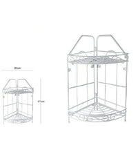 Mensola Angolare Angoliera 2 Ripiani Porta Oggetti Bagno Metallo Bianco 52527         