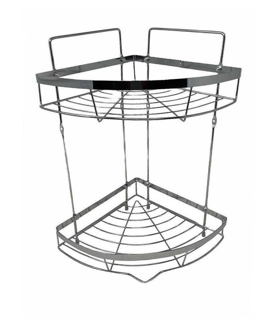 Mensola Angolare Doccia A 2 Livelli Ripiani In Metallo Da Appendere A Muro 59680         