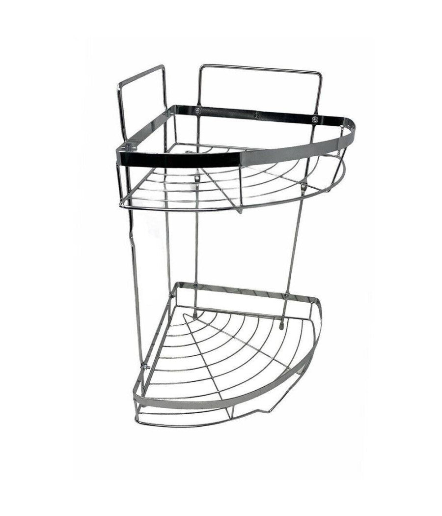Mensola Angolare Doccia A 2 Livelli Ripiani In Metallo Da Appendere A Muro 59680         