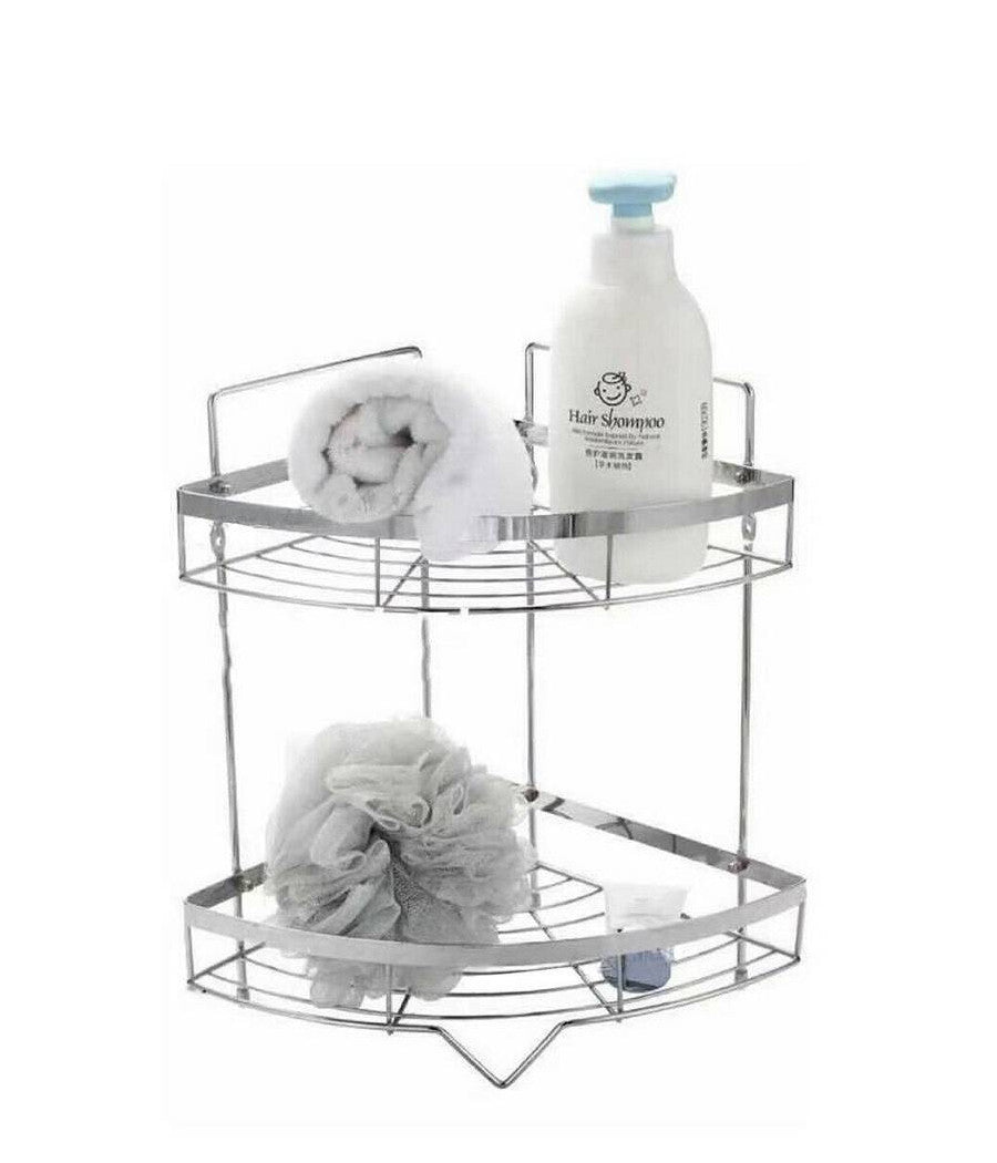 Mensola Angolare Doccia A 2 Livelli Ripiani In Metallo Da Appendere A Muro 59680         