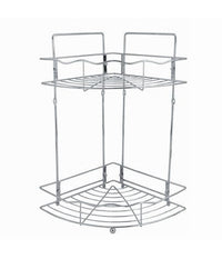 Mensola Angolare Doccia A 2 Ripiani Portaoggetti In Metallo Scaffale Bagno 59259         