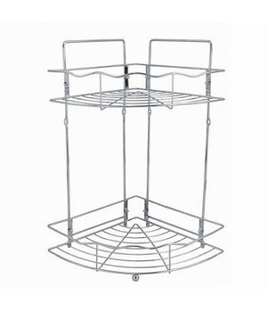 Mensola Angolare Doccia A 2 Ripiani Portaoggetti In Metallo Scaffale Bagno 59259         