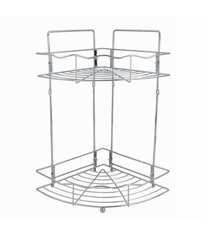 Mensola Angolare Doccia A 2 Ripiani Portaoggetti In Metallo Scaffale Bagno 59259         