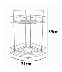 Mensola Angolare Doccia A 2 Ripiani Portaoggetti In Metallo Scaffale Bagno 59259         