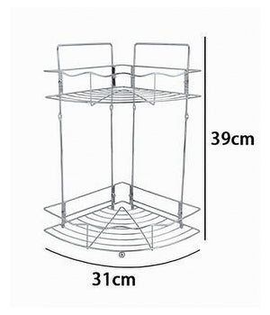 Mensola Angolare Doccia A 2 Ripiani Portaoggetti In Metallo Scaffale Bagno 59259         