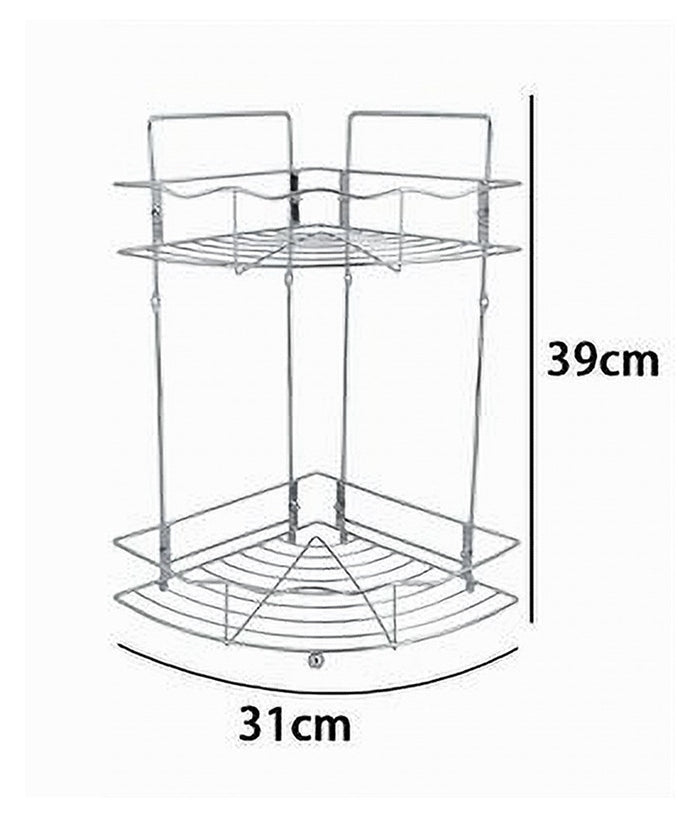 Mensola Angolare Doccia A 2 Ripiani Portaoggetti In Metallo Scaffale Bagno 59259         