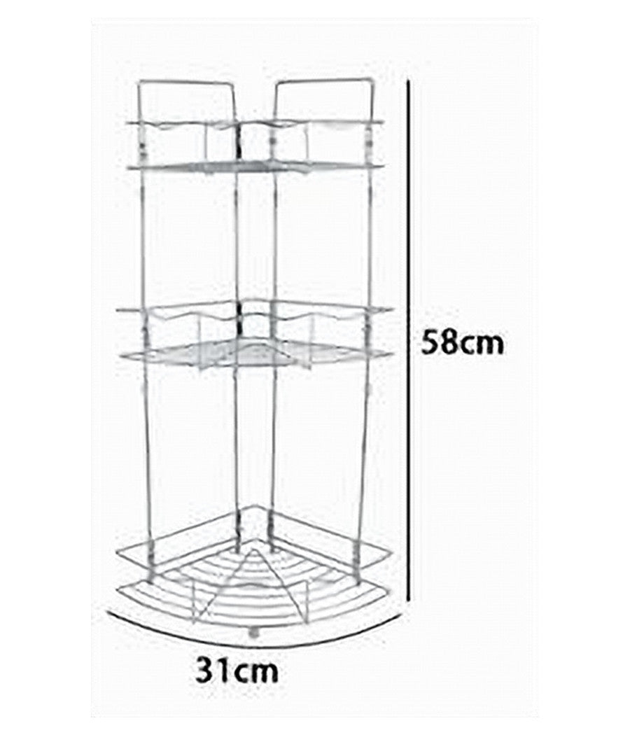 Mensola Angolare Doccia A 3 Ripiani Portaoggetti In Metallo Scaffale Bagno 59260         