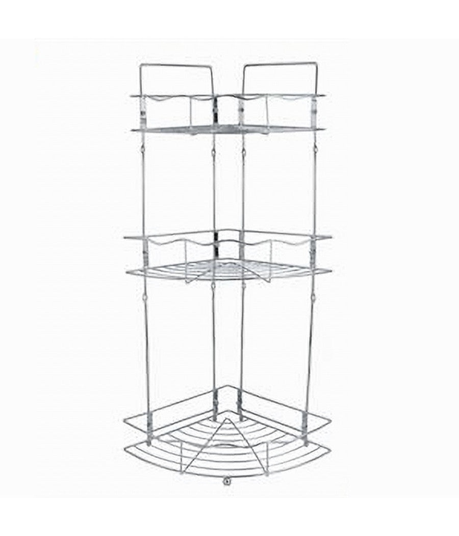 Mensola Angolare Doccia A 3 Ripiani Portaoggetti In Metallo Scaffale Bagno 59260         