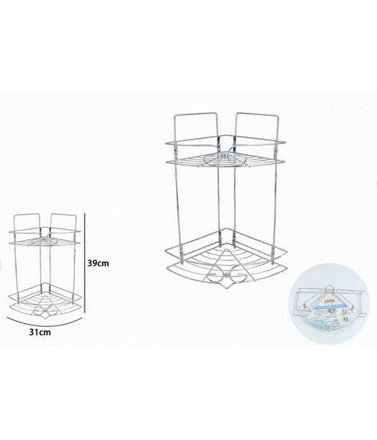 Mensola Angolare Per Bagno Angoliera Doccia A 2 Livelli Ripiani In Metallo 52719         
