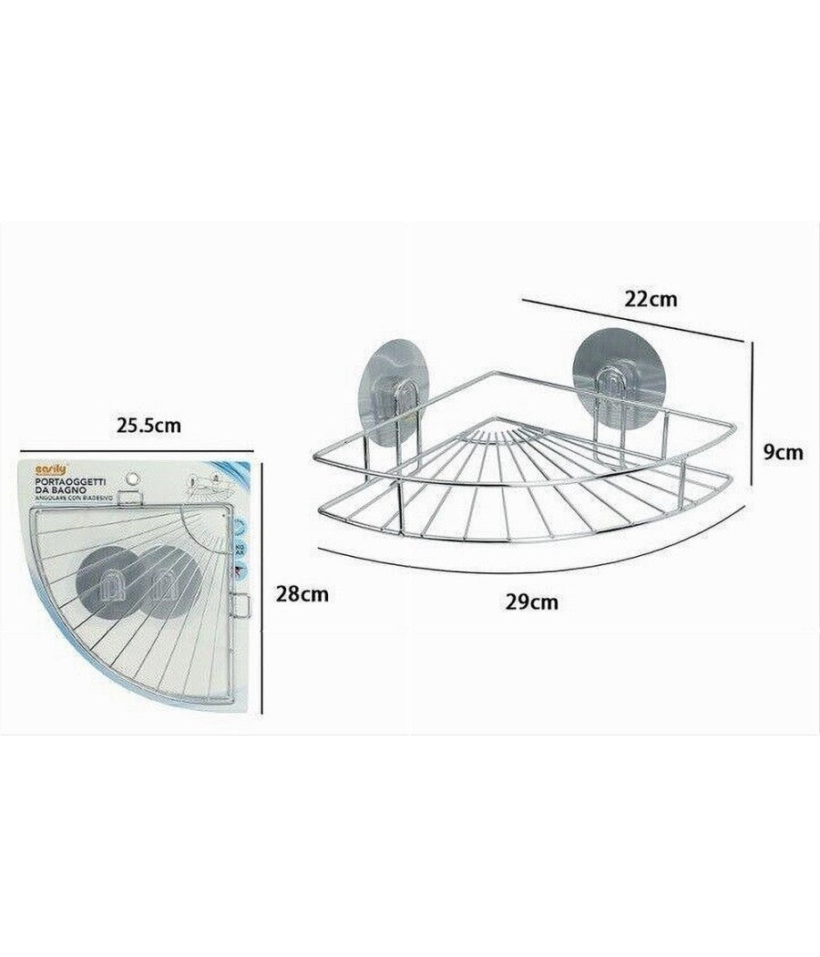 Mensola Angolare Portaoggetti Da Bagno Montaggio A Parete Con Biadesivo 79840         