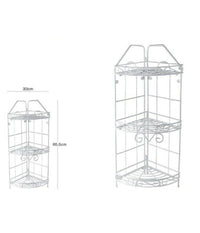 Mensola Angoliera Angolare 3 Ripiani Porta Oggetti Bagno Metallo Bianco 52528         