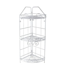 Mensola Angoliera Angolare 3 Ripiani Porta Oggetti Bagno Metallo Bianco 52528         